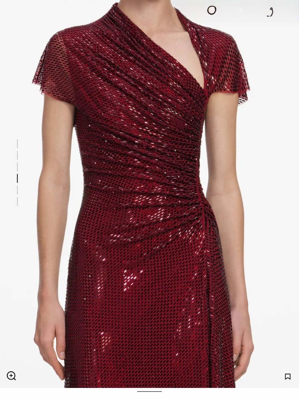 Self-Portrait Burgundy One-Shoulder Sequin Dress